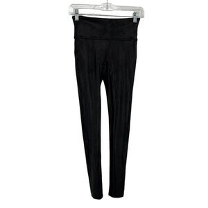 Spanx Ready To Wow Black Faux Leather High Rise Leggings Pants Petite Small